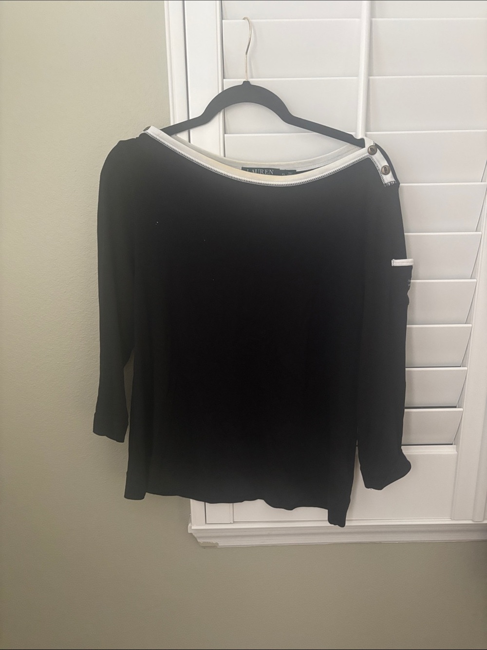 Ralph Lauren Black Top with White Collar Trim